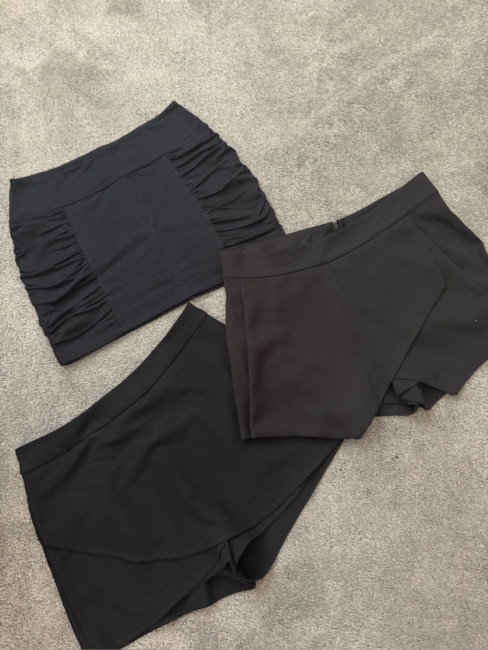 3 Black Mini Skirts/Skorts Bundle - Solid Black
